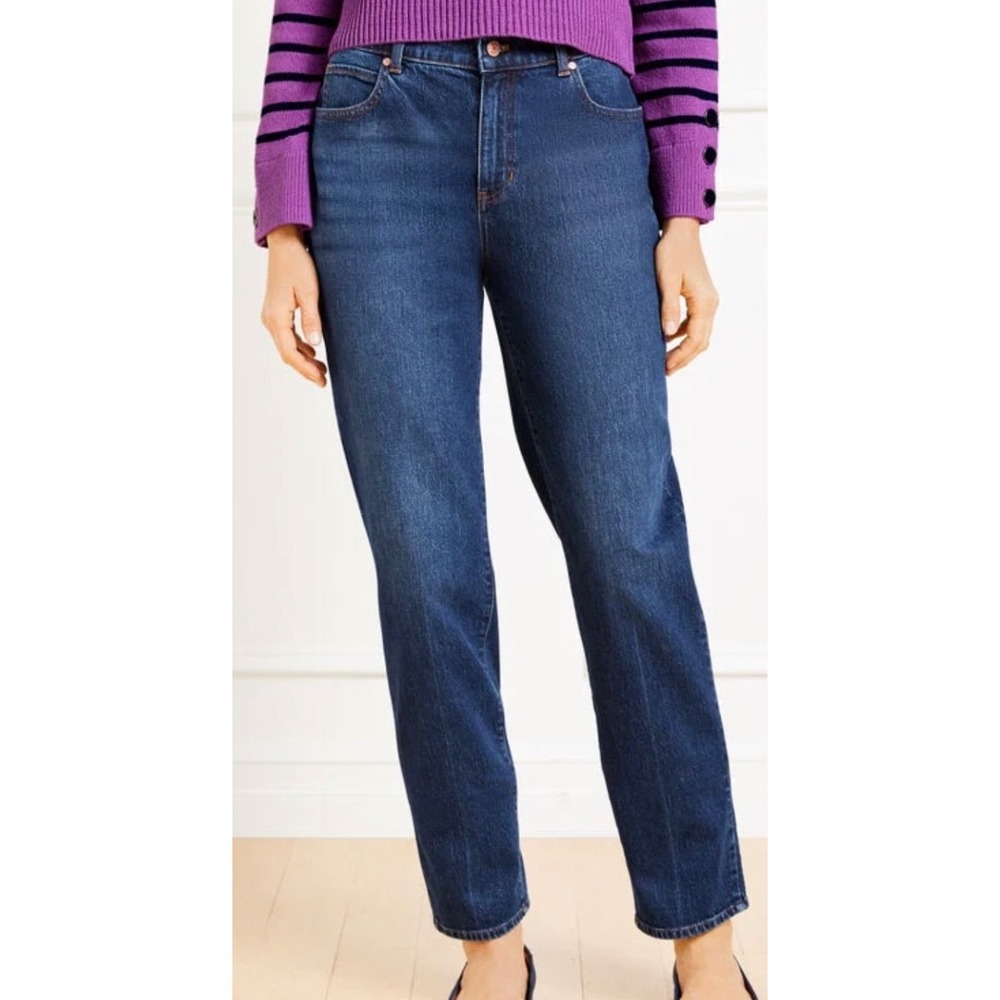 Talbots‎ Signature Straight Leg Jeans Women Size 12 Petite Dark Wash Denim